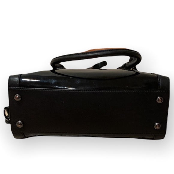 Michael Kors East West Hamilton Frame Black Patent Leather Satchel - Picture 7 of 9